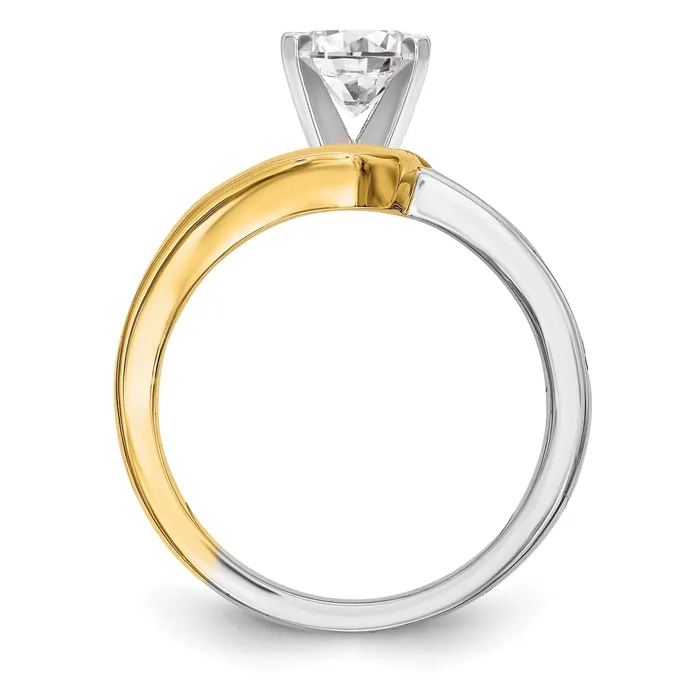 015ct CZ Solid Real 14K Twotone Peg Set Engagement Ring Goldia Rings