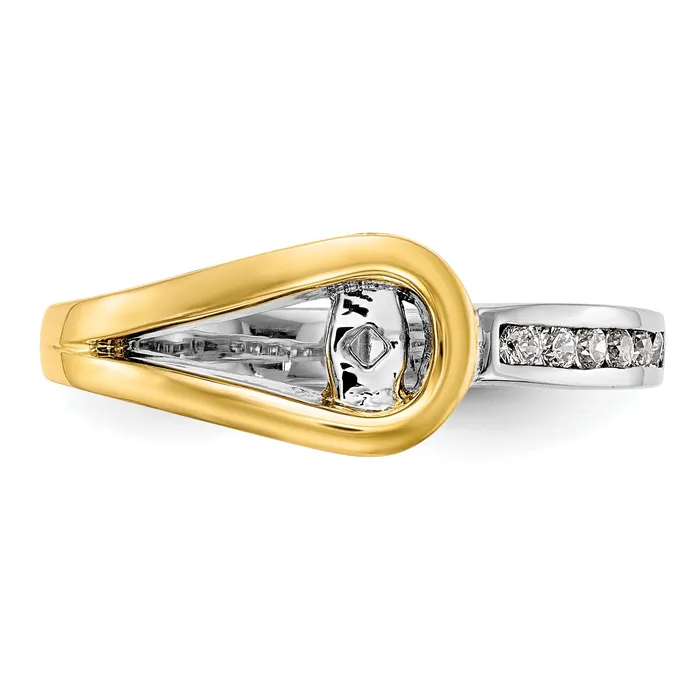 015ct CZ Solid Real 14K Twotone Peg Set Engagement Ring Goldia Rings