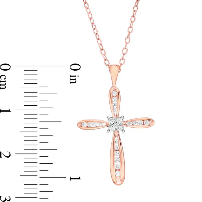 025 CT TW Natural Diamond Cross Pendant in 14K Rose Gold Goldia Necklaces 025 CT TW Natural Diamond Cross Pendant in 14K Rose Gold Goldia Necklaces