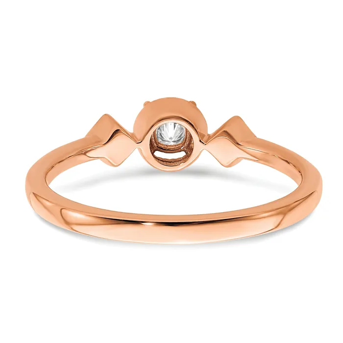 025ct CZ Solid Real 14k Rose Polish Petite Beaded Edge Cushion Complete Dia Ring Goldia Rings