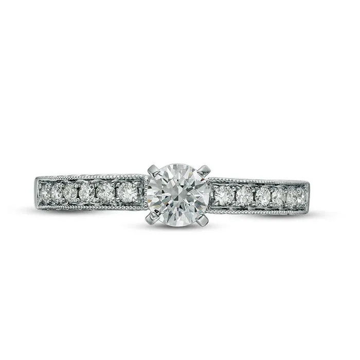 050 CT TW Certified Natural Diamond Filigree Antique VintageStyle Engagement Ring in Solid 14K White Gold II1 Goldia Rings 050 CT TW Certified Natural Diamond Filigree Antique VintageStyle Engagement Ring in Solid 14K White Gold II1 Goldia Rings