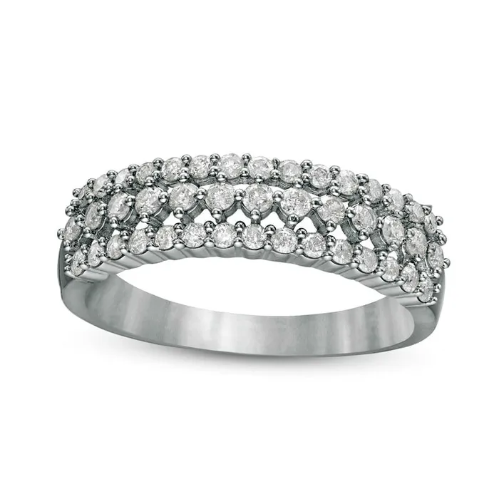 050 CT TW Natural Diamond MultiRow Band in Solid 10K White Gold Goldia Rings 050 CT TW Natural Diamond MultiRow Band in Solid 10K White Gold Goldia Rings