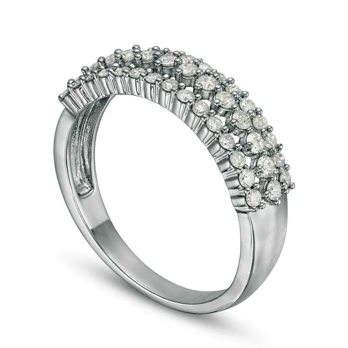 050 CT TW Natural Diamond MultiRow Band in Solid 10K White Gold Goldia Rings 050 CT TW Natural Diamond MultiRow Band in Solid 10K White Gold Goldia Rings