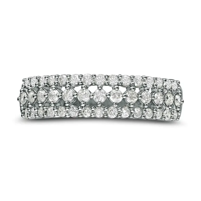 050 CT TW Natural Diamond MultiRow Band in Solid 10K White Gold Goldia Rings 050 CT TW Natural Diamond MultiRow Band in Solid 10K White Gold Goldia Rings