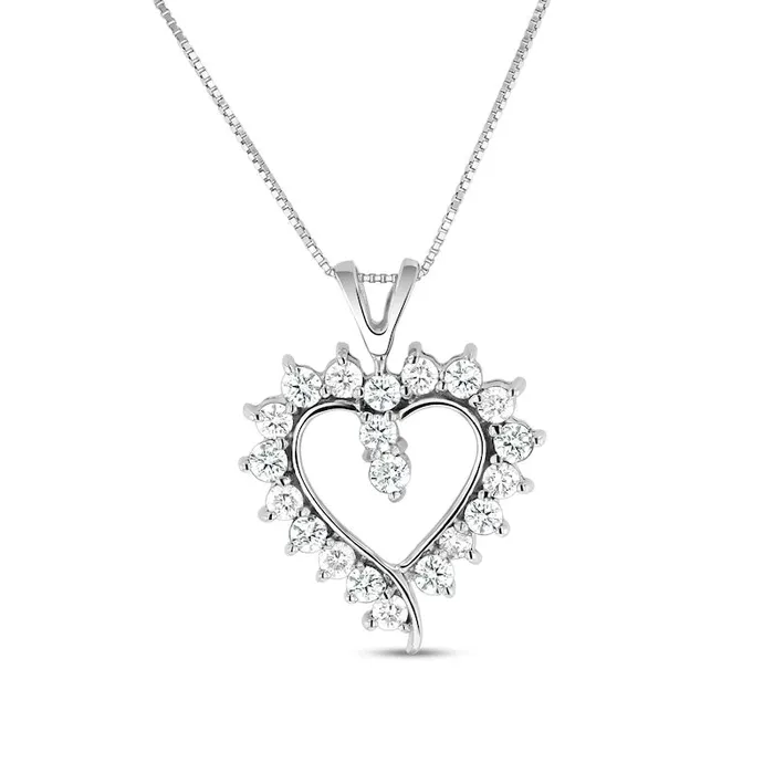 075 CT TW Natural Diamond Sunburst Heart Pendant in 14K White Gold II1 Goldia Necklaces 075 CT TW Natural Diamond Sunburst Heart Pendant in 14K White Gold II1 Goldia Necklaces