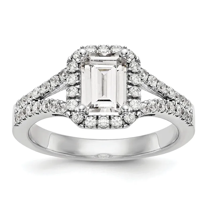 075ct CZ Solid Real 14K White Gold Emerald Halo Engagement Ring Goldia Rings 075ct CZ Solid Real 14K White Gold Emerald Halo Engagement Ring Goldia Rings