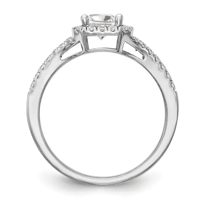 075ct CZ Solid Real 14K White Gold Emerald Halo Engagement Ring Goldia Rings