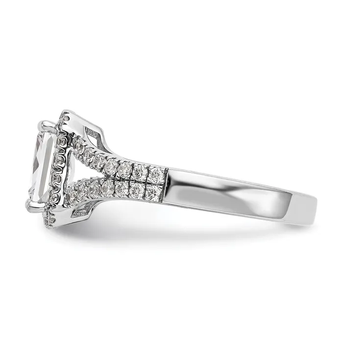 075ct CZ Solid Real 14K White Gold Emerald Halo Engagement Ring Goldia Rings
