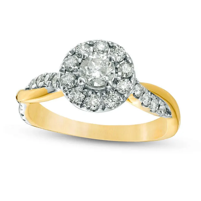 088 CT TW Natural Diamond Frame Twist Shank Engagement Ring in Solid 10K Yellow Gold Goldia Rings 088 CT TW Natural Diamond Frame Twist Shank Engagement Ring in Solid 10K Yellow Gold Goldia Rings