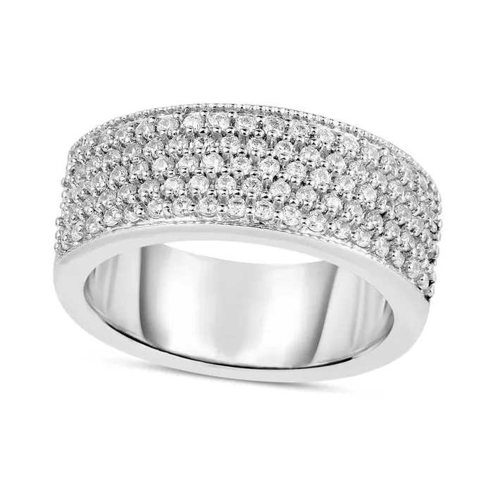 10 CT TW Natural Diamond MultiRow Band in Solid 14K White Gold Goldia Rings 10 CT TW Natural Diamond MultiRow Band in Solid 14K White Gold Goldia Rings