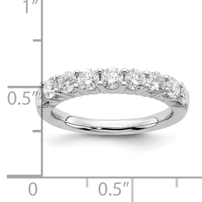 115ct CZ Solid Real 14K White Gold 9Stone Wedding Band Ring Goldia Rings