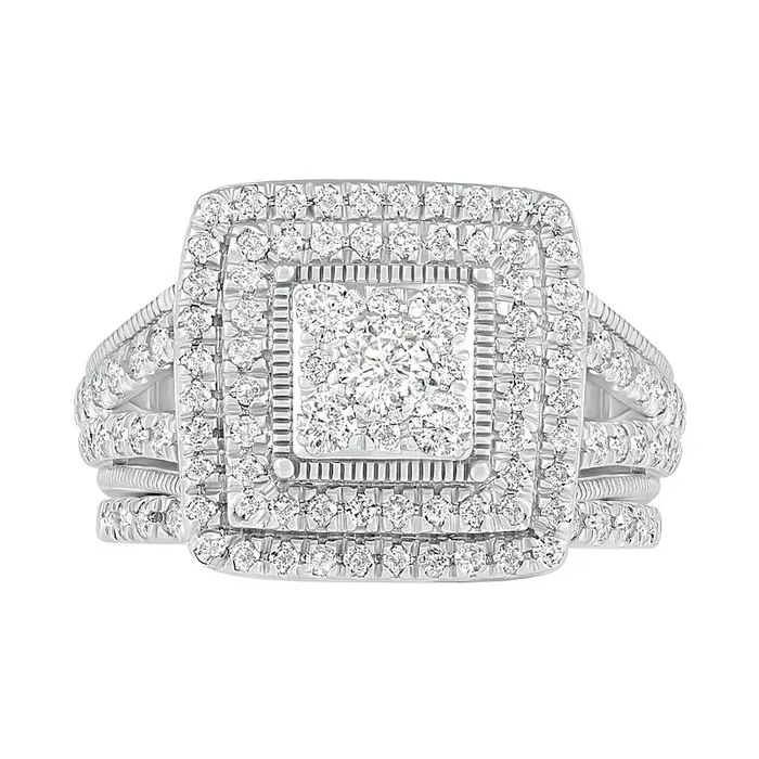 125 CT TW Composite Princess Natural Diamond Frame Antique VintageStyle Bridal Engagement Ring Set in Solid 10K White Gold Goldia Rings 125 CT TW Composite Princess Natural Diamond Frame Antique VintageStyle Bridal Engagement Ring Set in Solid 10K White Gold Goldia Rings