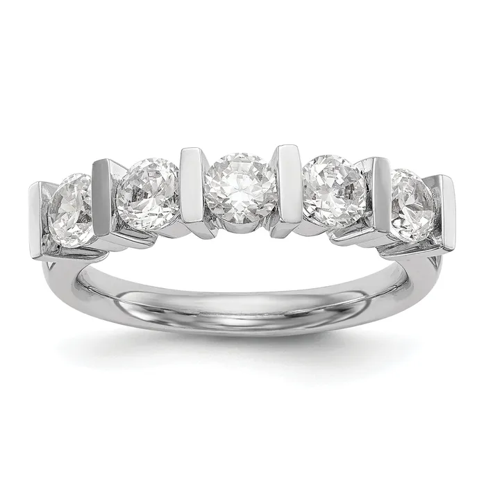 125ct CZ Solid Real 14K White Gold 5Stone Wedding Band Ring Goldia Rings