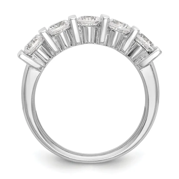 125ct CZ Solid Real 14K White Gold 5Stone Wedding Band Ring Goldia Rings