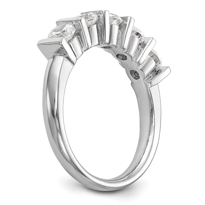 125ct CZ Solid Real 14K White Gold 5Stone Wedding Band Ring Goldia Rings