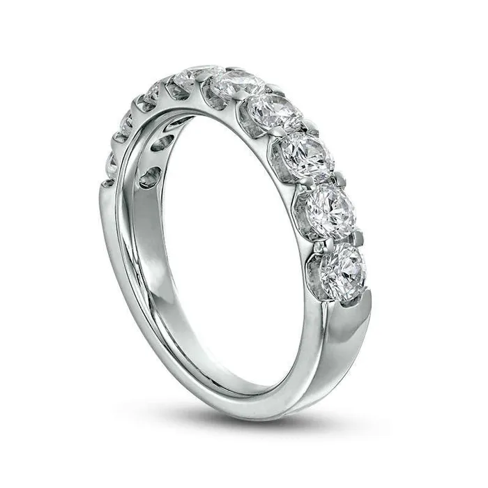 15 CT TW Certified Natural Diamond Nine Stone Band in Solid 14K White Gold ISI2 Goldia Rings 15 CT TW Certified Natural Diamond Nine Stone Band in Solid 14K White Gold ISI2 Goldia Rings