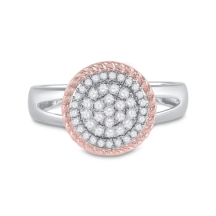 10k Twotone Gold Round Diamond Rope Flower Cluster Ring 13 Cttw gndatlanta Rings 10k Twotone Gold Round Diamond Rope Flower Cluster Ring 13 Cttw gndatlanta Rings