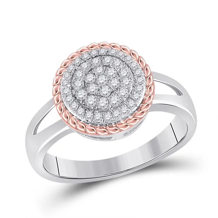 10k Twotone Gold Round Diamond Rope Flower Cluster Ring 13 Cttw gndatlanta Rings
