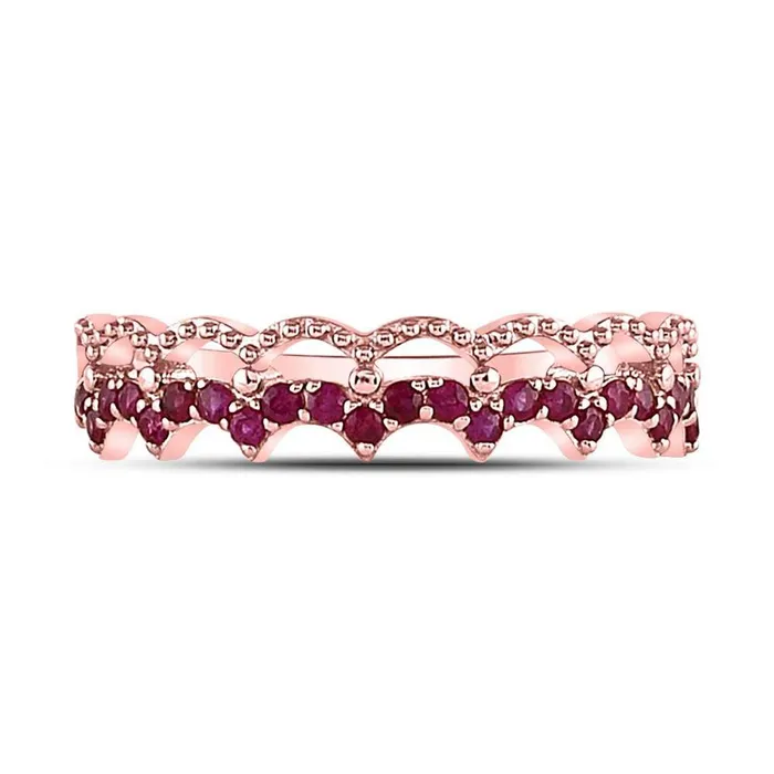 10kt Rose Gold Round Ruby Scalloped Stackable Band Ring 14 Cttw gndatlanta Rings