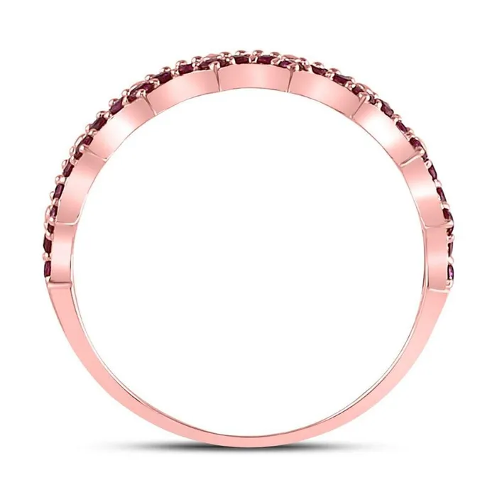 10kt Rose Gold Round Ruby Scalloped Stackable Band Ring 14 Cttw gndatlanta Rings