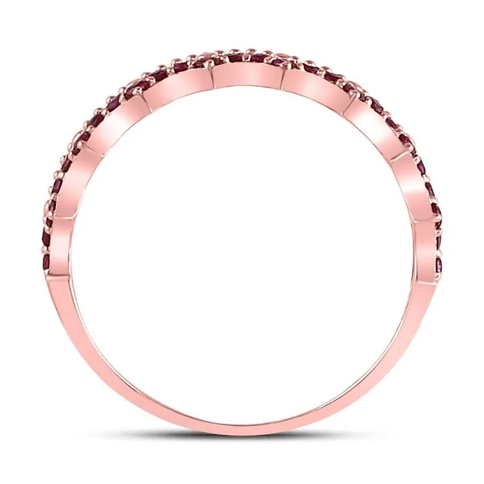 10kt Rose Gold Round Ruby Scalloped Stackable Band Ring 14 Cttw gndatlanta Rings