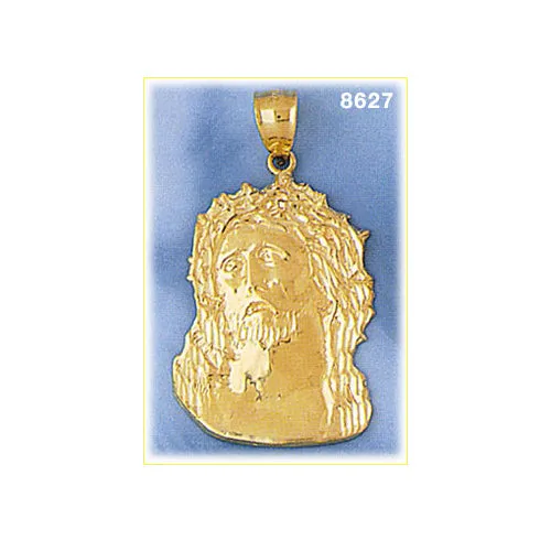 14K Gold Crown of Thorns Jesus Head Pendant Goldia Necklaces