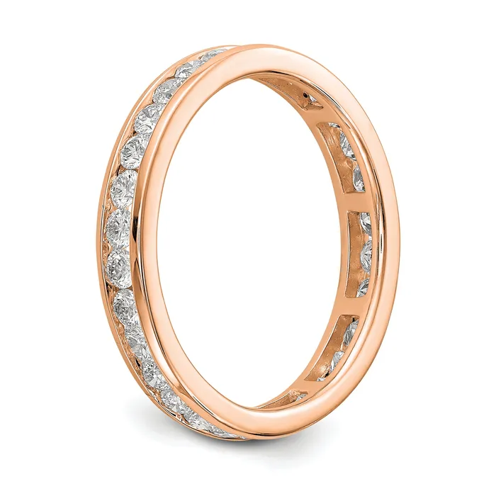 14k Rose Gold 1 Ct Lab Grown Diamond VSSI G Channel Set Eternity Band Ring Goldia Rings