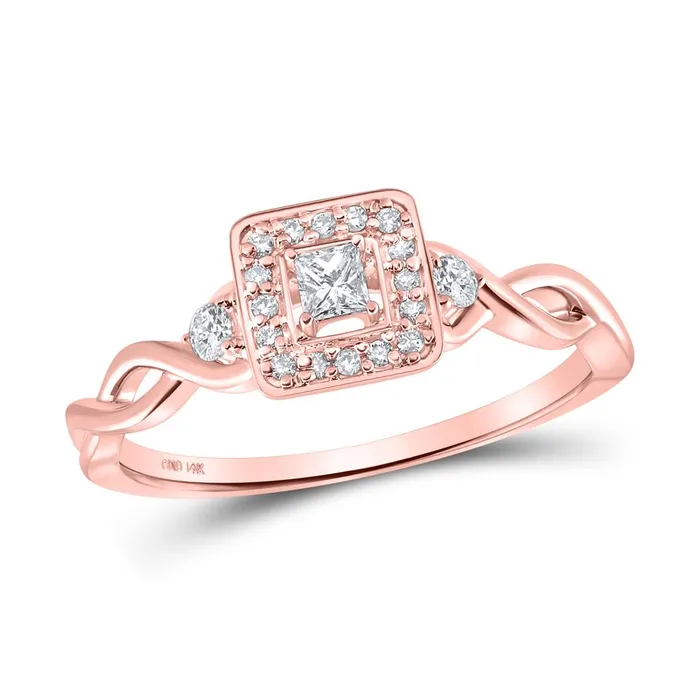 14k Rose Gold Princess Diamond 3stone Promise Ring 15 Cttw gndatlanta Rings 14k Rose Gold Princess Diamond 3stone Promise Ring 15 Cttw gndatlanta Rings