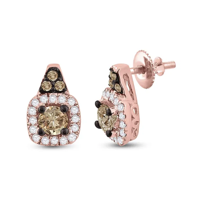 14k Rose Gold Round Brown Diamond Halo Earrings 38 Cttw gndatlanta Earrings 14k Rose Gold Round Brown Diamond Halo Earrings 38 Cttw gndatlanta Earrings
