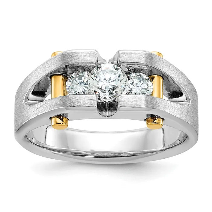 14k Twotone Gold Mens Polished and Satin 34 carat Diamond Complete Ring Goldia Rings 14k Twotone Gold Mens Polished and Satin 34 carat Diamond Complete Ring Goldia Rings