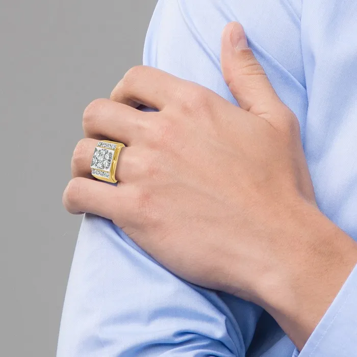 14k Twotone Gold Mens Polished and Satin Diamond Ring Mounting Goldia Rings