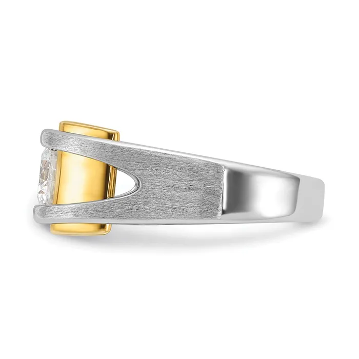 14k Twotone Gold Mens Polished and Satin Diamond Ring Mounting Goldia Rings