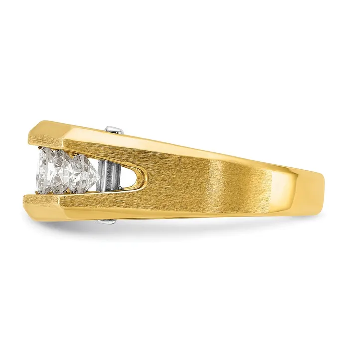 14k Twotone Gold Mens Polished and Satin Diamond Ring Mounting Goldia Rings
