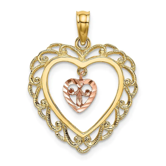 14k Twotone Gold Twotone Gold Diamondcut Mini Heart In Center Heart Charm Goldia Rings 14k Twotone Gold Twotone Gold Diamondcut Mini Heart In Center Heart Charm Goldia Rings
