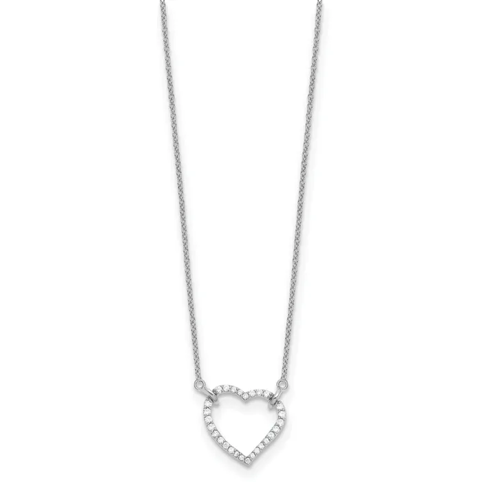 14k White Gold 15 Ct Lab Grown Diamond VSSI G 18 inch Heart Necklace Goldia Necklaces