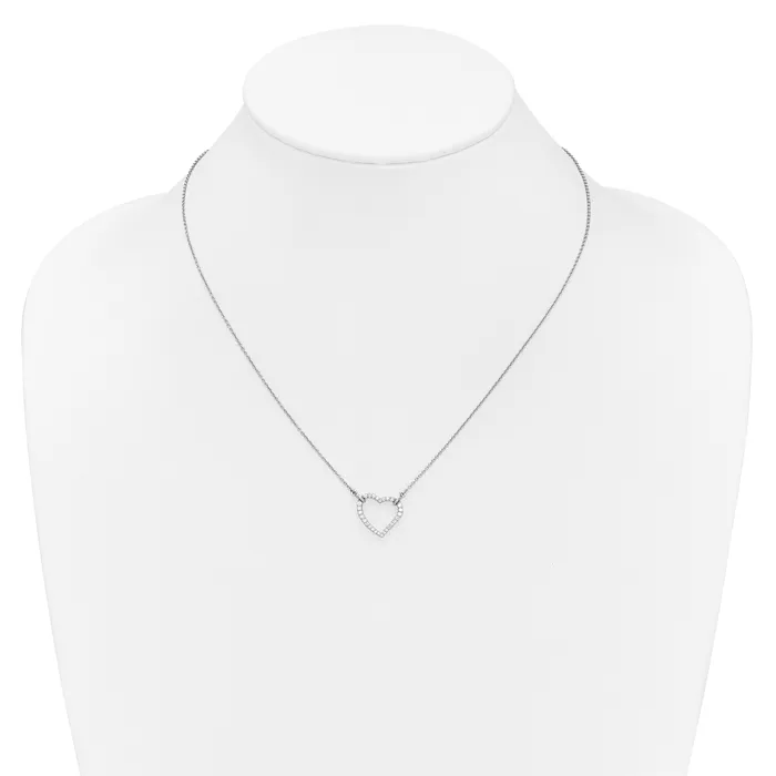 14k White Gold 15 Ct Lab Grown Diamond VSSI G 18 inch Heart Necklace Goldia Necklaces