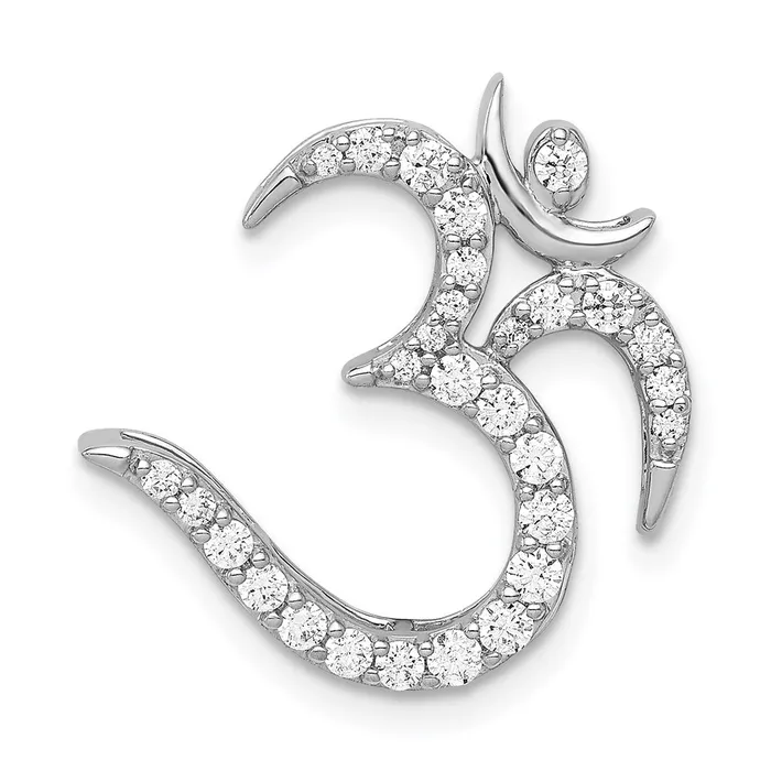 14k White Gold 38ct Real Diamond Om Symbol Chain Slide Goldia Necklaces