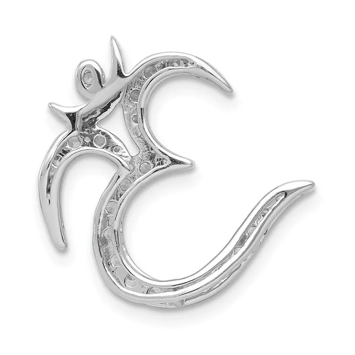 14k White Gold 38ct Real Diamond Om Symbol Chain Slide Goldia Necklaces
