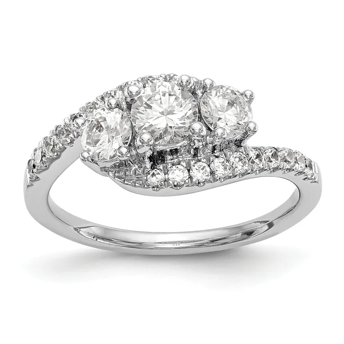 14K White Gold 3 Stone Simulated Diamond Engagement Ring Goldiacom Rings 14K White Gold 3 Stone Simulated Diamond Engagement Ring Goldiacom Rings