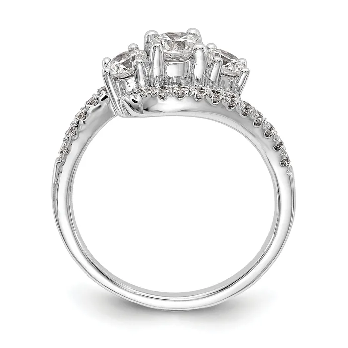 14K White Gold 3 Stone Simulated Diamond Engagement Ring Goldiacom Rings