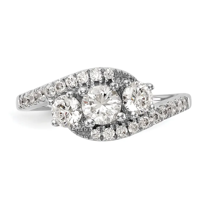 14K White Gold 3 Stone Simulated Diamond Engagement Ring Goldiacom Rings