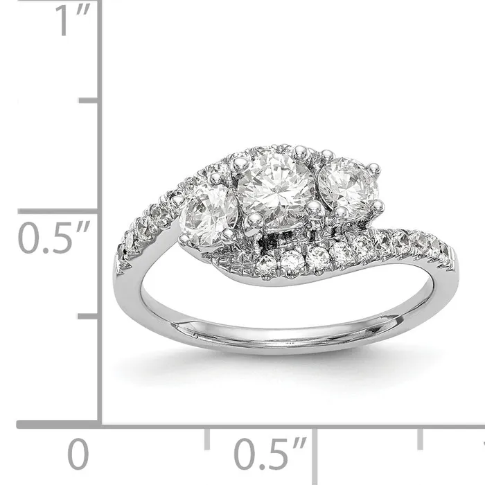 14K White Gold 3 Stone Simulated Diamond Engagement Ring Goldiacom Rings