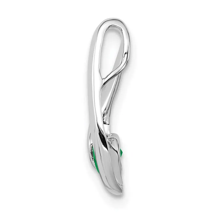 14k White Gold 4mm Emerald Pendant Goldia Necklaces