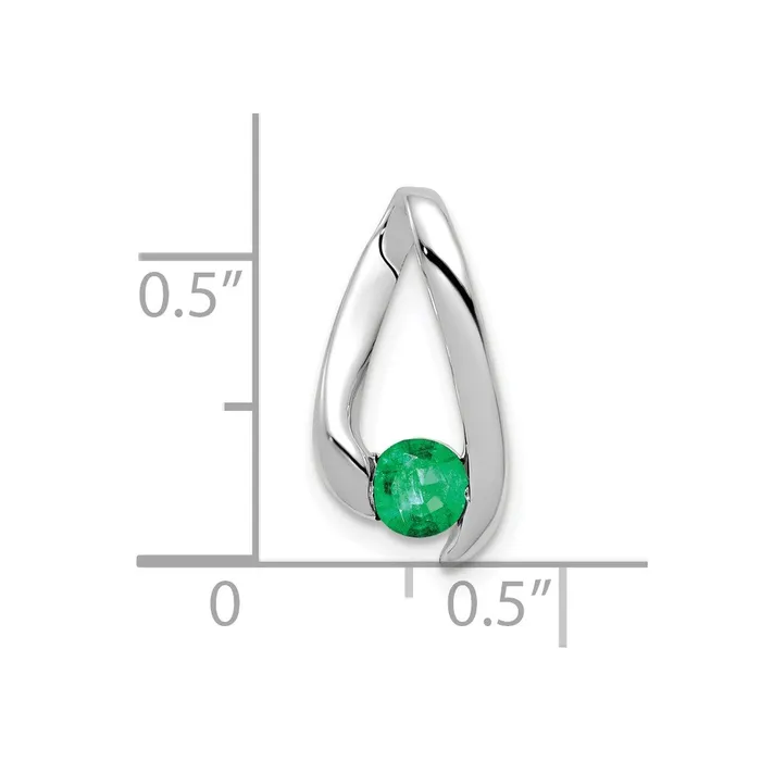 14k White Gold 4mm Emerald Pendant Goldia Necklaces
