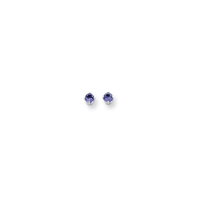 14k White Gold 4mm Sapphire Earrings Goldia Earrings