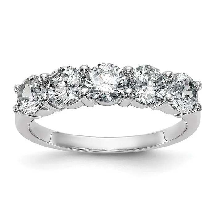 14K White Gold 5Stone Real Diamond Band goldiaca Rings