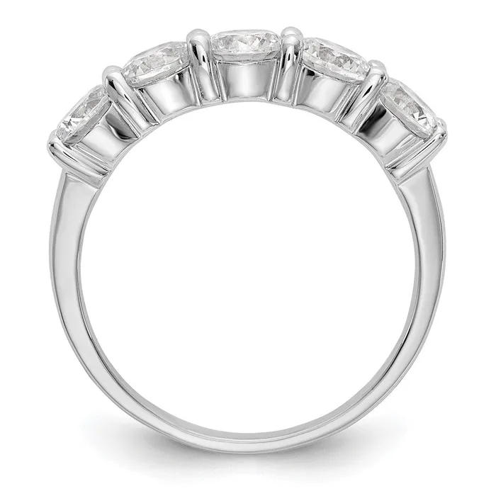 14K White Gold 5Stone Real Diamond Band goldiaca Rings