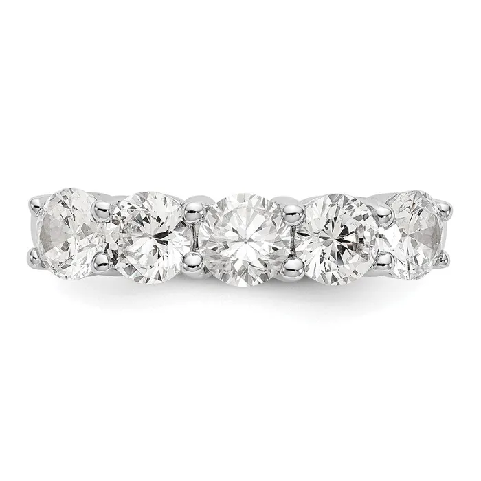 14K White Gold 5Stone Real Diamond Band goldiaca Rings