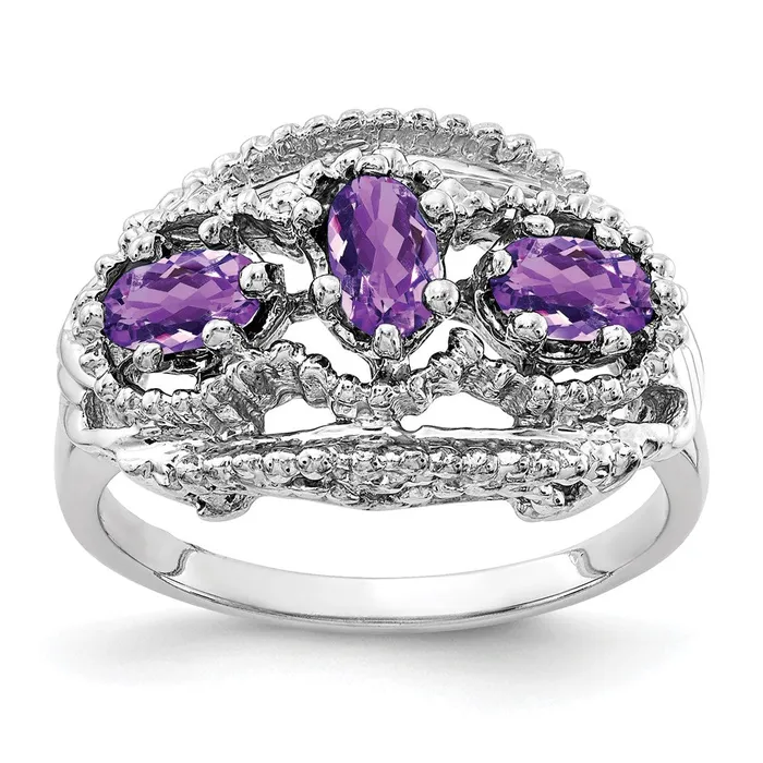 14k White Gold 5x3mm Oval Amethyst ring Goldia Rings