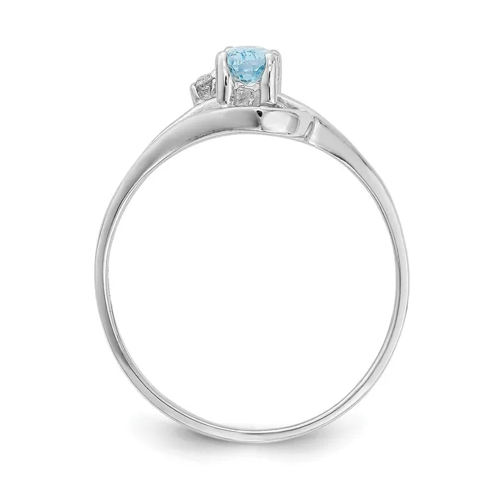 14k White Gold 5x3mm Oval Blue Topaz VS Real Diamond ring Goldiacom Rings